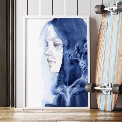 Winter Tree on Blue Porcelain