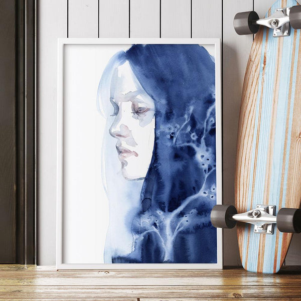 Winter Tree on Blue Porcelain