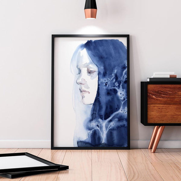 Winter Tree on Blue Porcelain