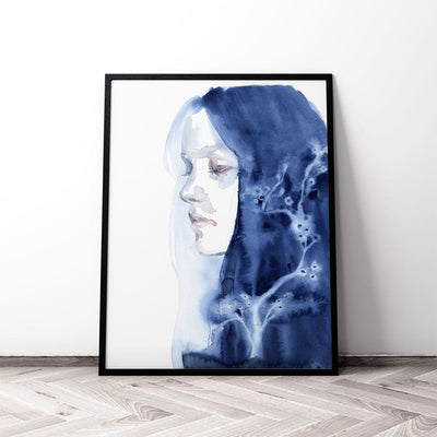 Winter Tree on Blue Porcelain