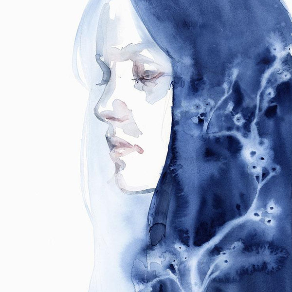 Winter Tree on Blue Porcelain