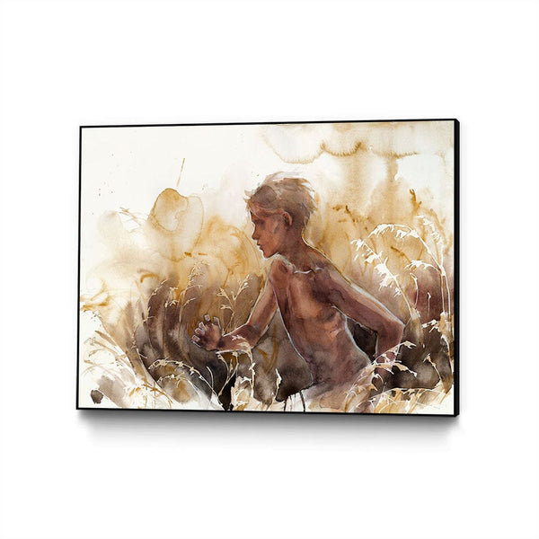 Summer is a young boy running through the fields