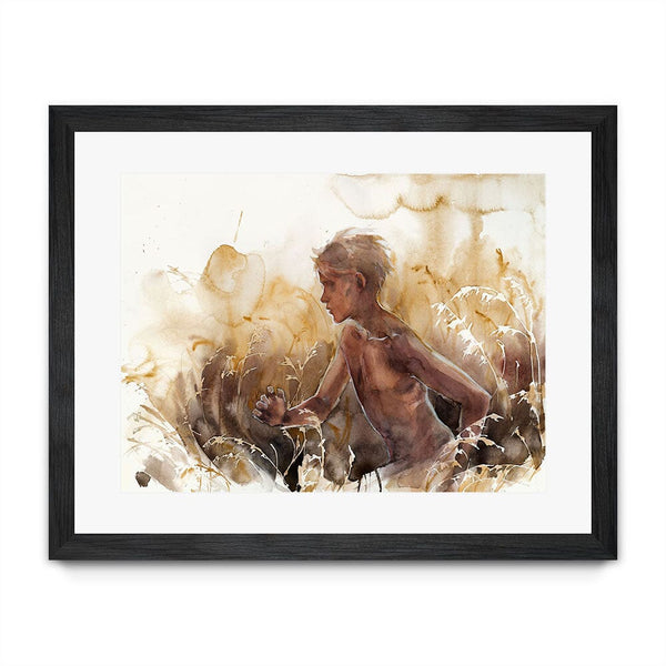 Summer is a young boy running through the fields