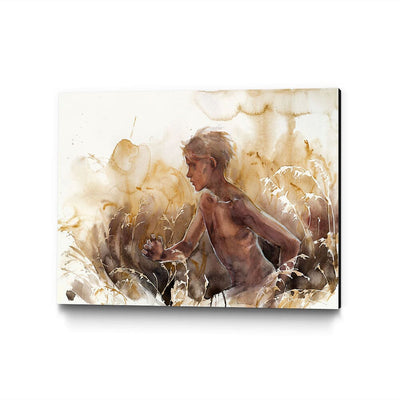 Summer is a young boy running through the fields