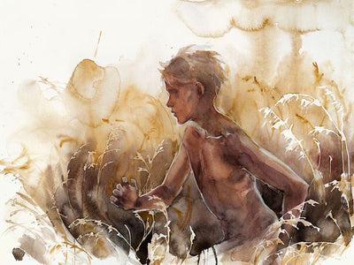 Summer is a young boy running through the fields