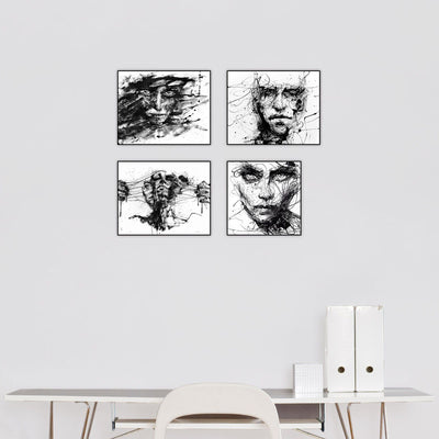 "Agnes Cecile Black & White" Series Set of 4
