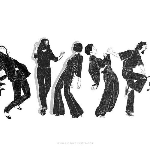 Dancing at Home Collage 2 B/W