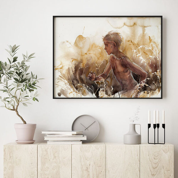 Summer is a young boy running through the fields