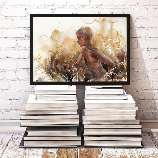 Summer is a young boy running through the fields