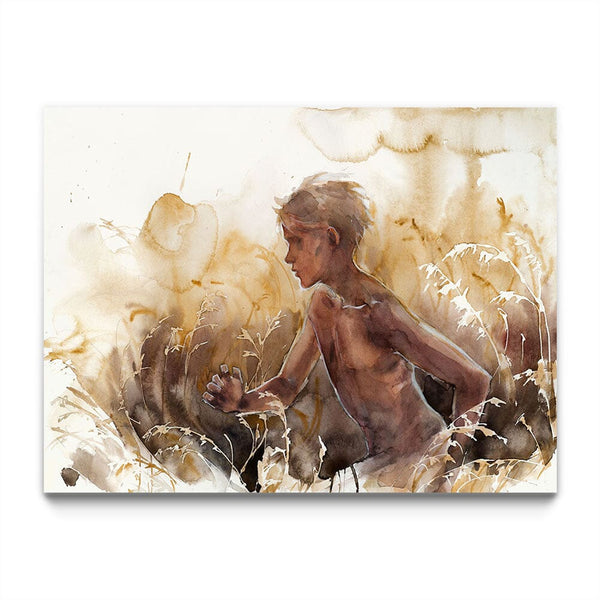 Summer is a young boy running through the fields