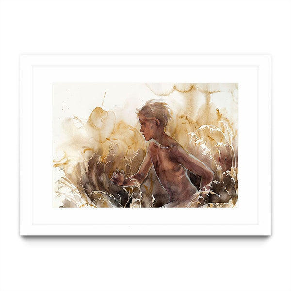 Summer is a young boy running through the fields