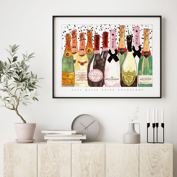 Save Water Drink Champagne by Mercedes Lopez Charro