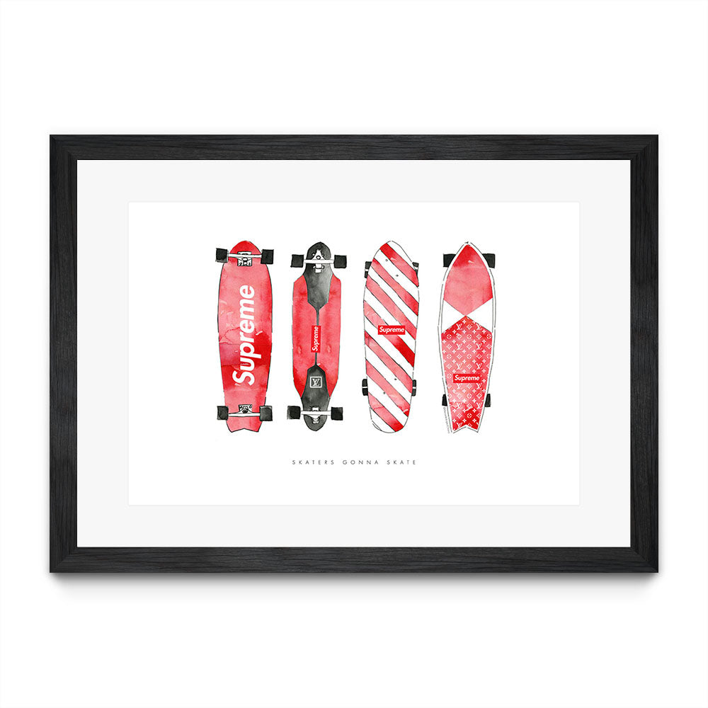 Skaters Gonna Skate Supreme Red by Mercedes Lopez Charro - Eyes On Walls