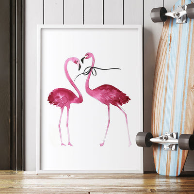 Flamingos with Bow