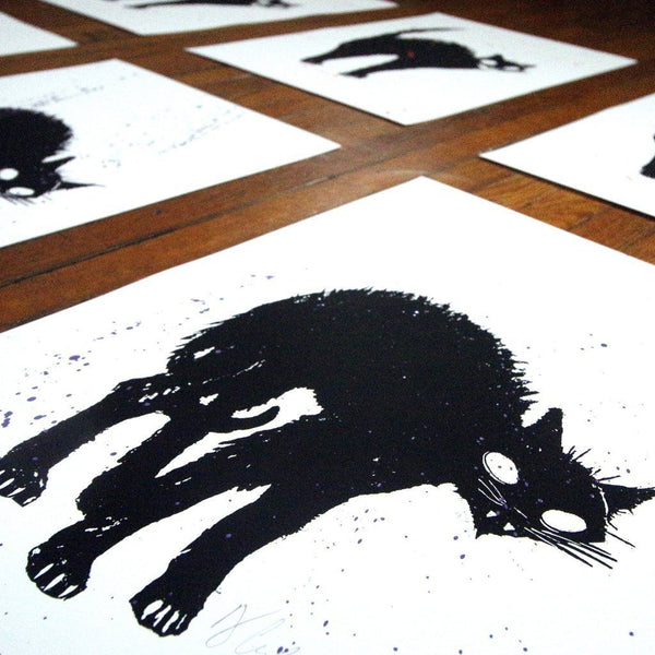 Creepy Cat and Scaredy Cat - Hand Embellished Prints