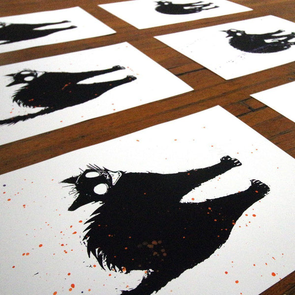 Creepy Cat and Scaredy Cat - Hand Embellished Prints