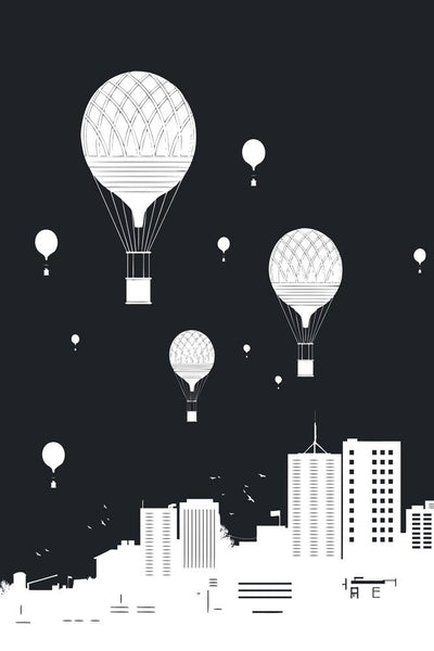 Balloons and the city (dark version)
